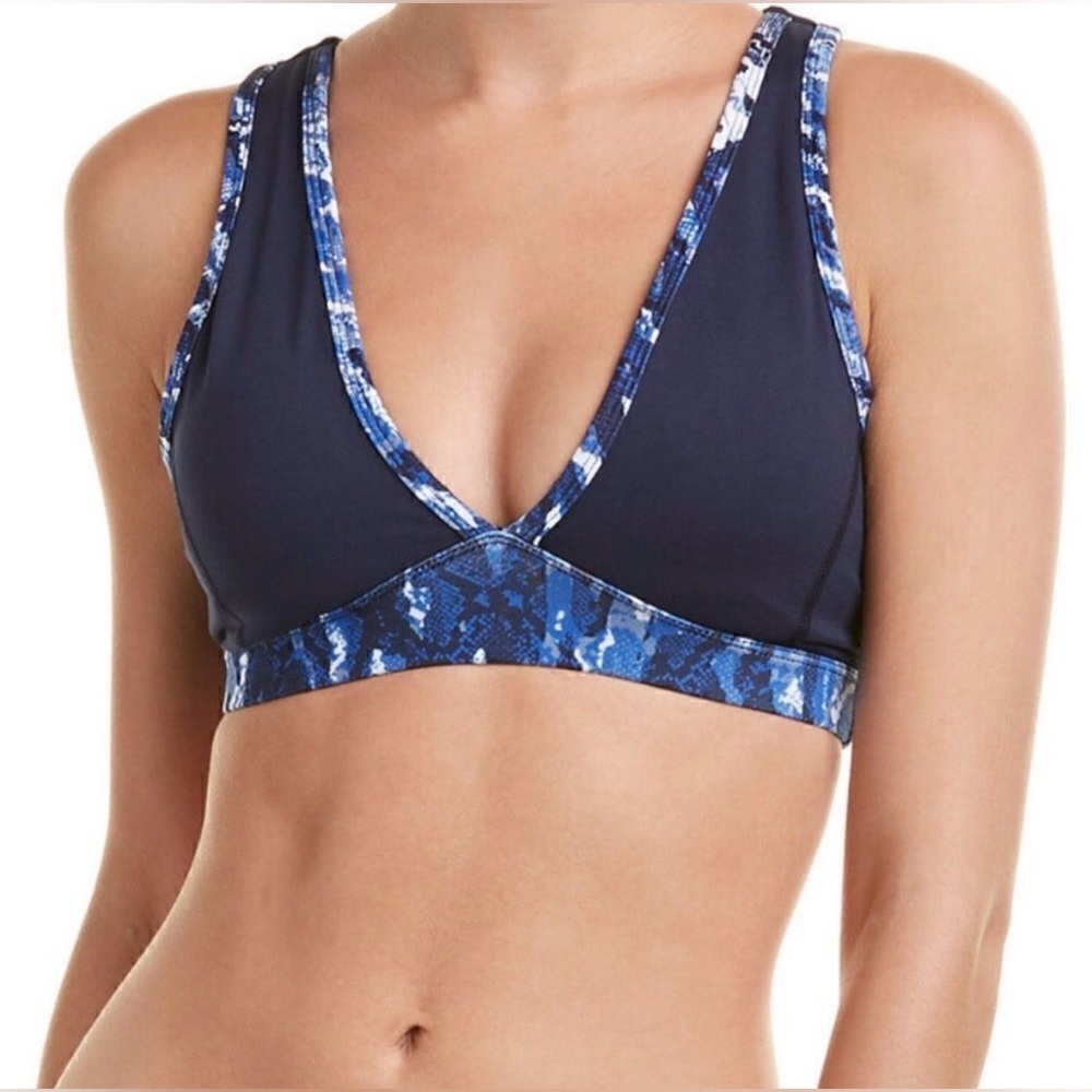NWT Splendid Studio Strappy Back Sports Bra Blue Print XS